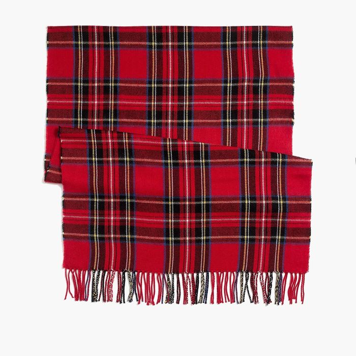 A vibrant red plaid scarf