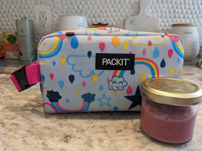 Reviewer's freezable snack box in action