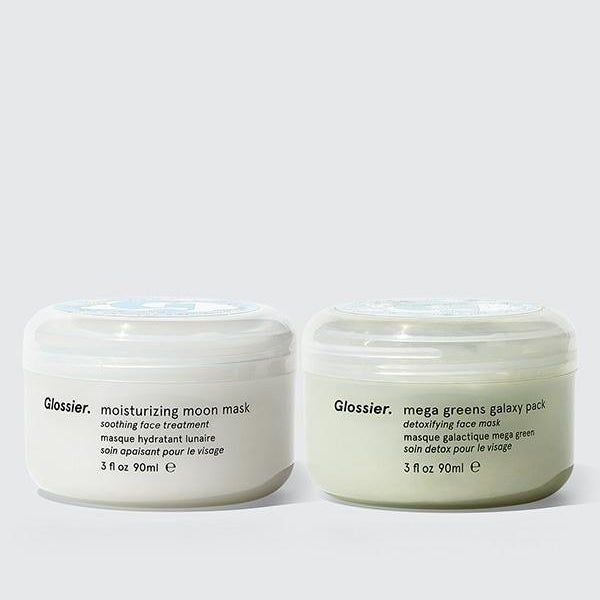 The two tubs of face masks from Glossier.