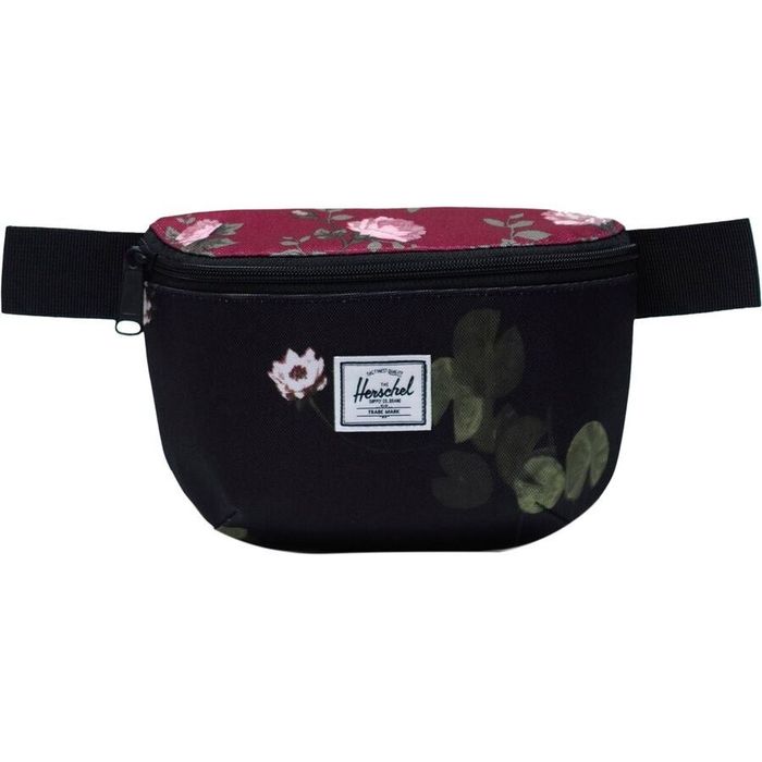 The pack in a chic black and pink floral pattern, offering a touch of nature-inspired flair.