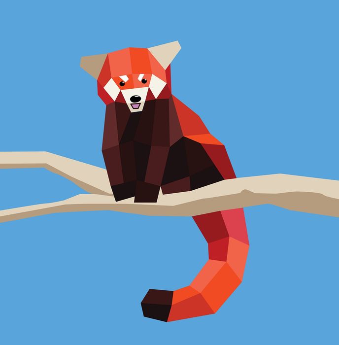 A page from the book showing a red panda created with stickers
