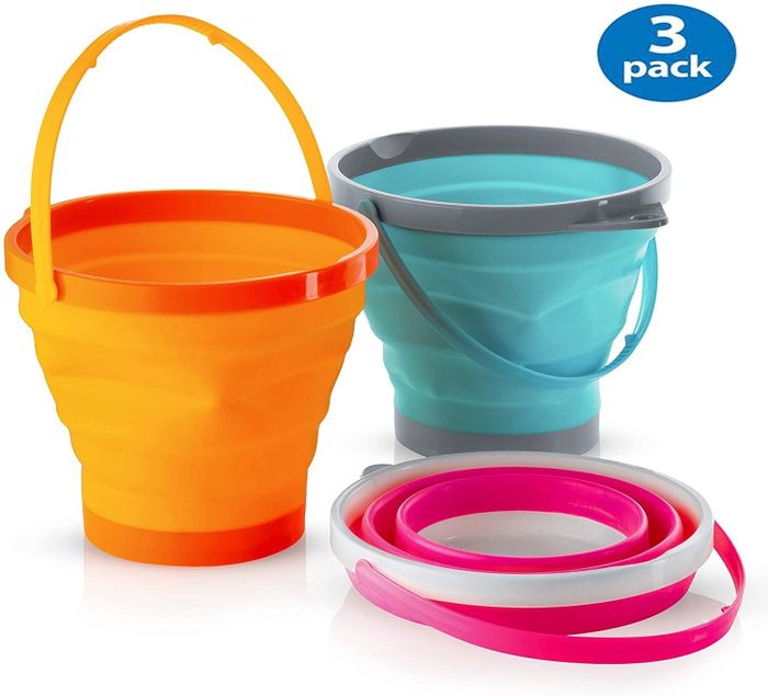 A set of three collapsible pails