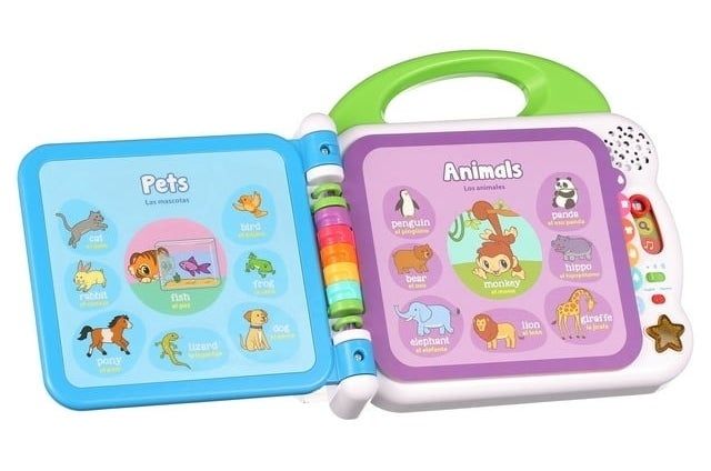 The bilingual LeapFrog electronic book.
