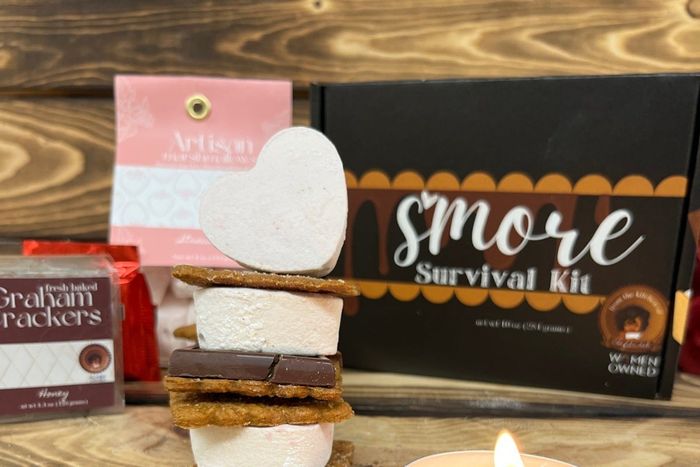 s'mores placed beside a marshmallow kit