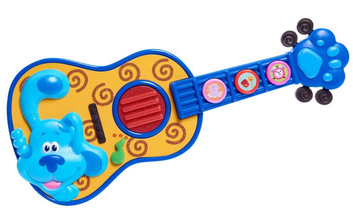 A toy guitar featuring Blue from Blue's Clues.