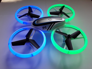 Reviewer's glowing, lit-up drone.