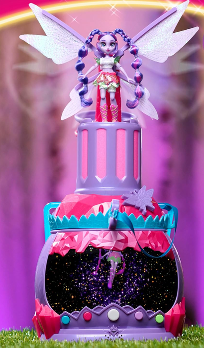 Doll emerging from a magical potion-themed playset