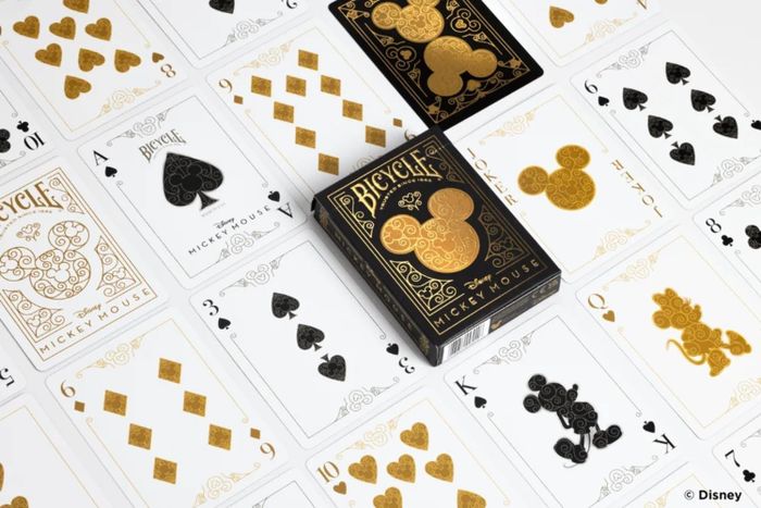Gold and black embossed Mickey playing cards