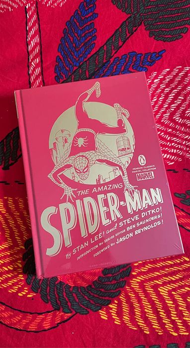 Reviewer's hardcover Spider-Man comic book.