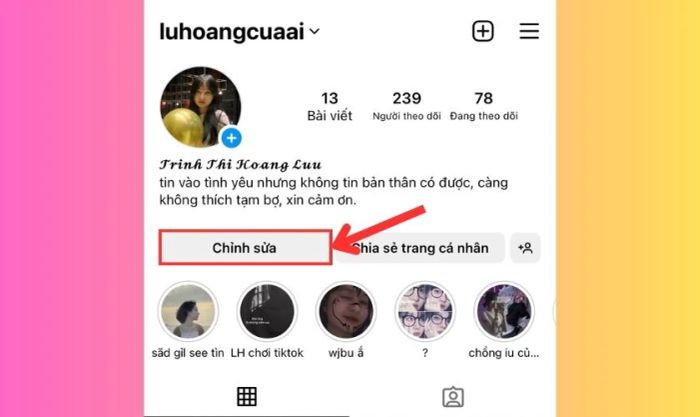 Nhấn vào nút chỉnh sửa để thay đổi thông tin của bạn
