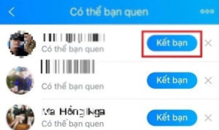 Nhấn Kết bạn