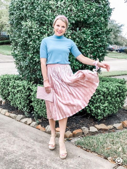 Customer pairing the top with a skirt