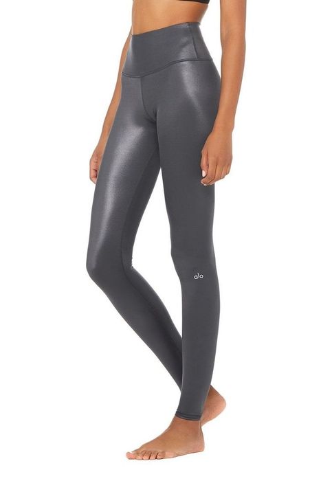 Model showcasing the gray leggings