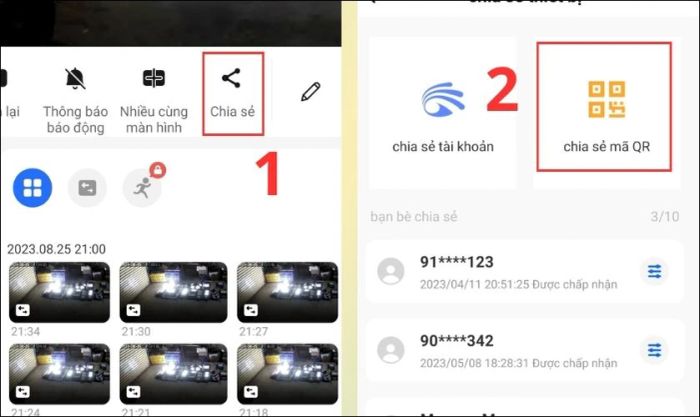 Kết nối camera Yoosee thông qua liên kết chia sẻ mã QR