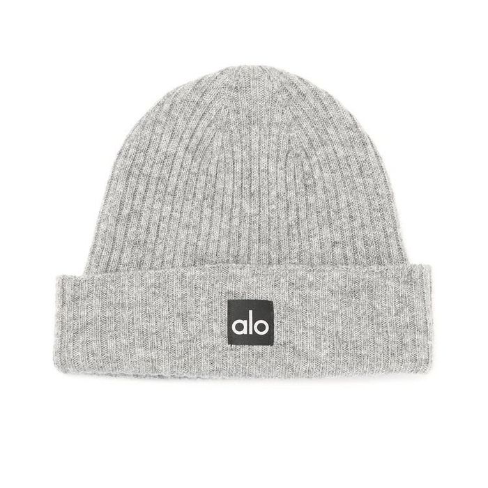 Front view of the gray beanie