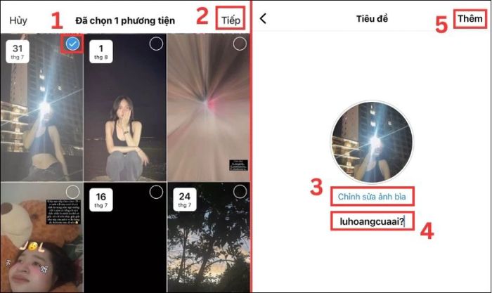Nhấn Tiếp, tạo ảnh bìa, đặt tên cho bộ sưu tập và nhấn Thêm để hoàn tất
