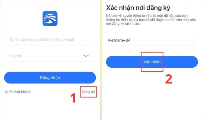 Mở ứng dụng và chọn vào Đăng ký để bắt đầu đăng ký tài khoản