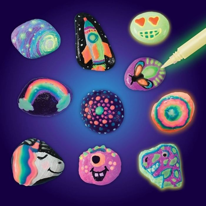 Glow-in-the-dark painted rocks