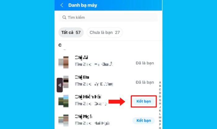 Nhấn Kết bạn