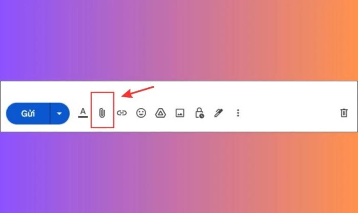 Chọn biểu tượng Đính kèm tệp