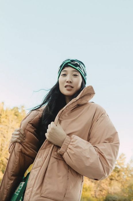 Model wearing a duvet jacket