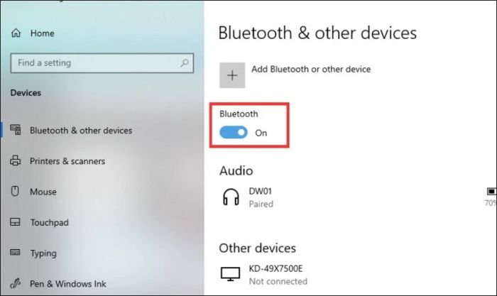 Kéo thanh Bluetooth để bật