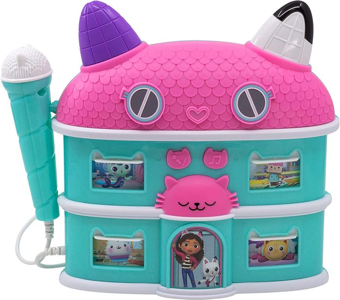the boombox designed to look like Gabby's Dollhouse