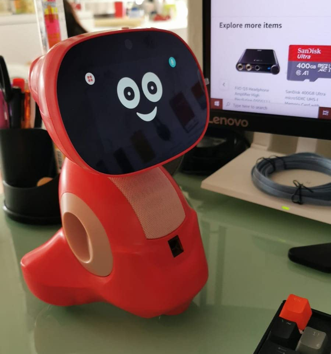 a customer review photo of the red Miko robot