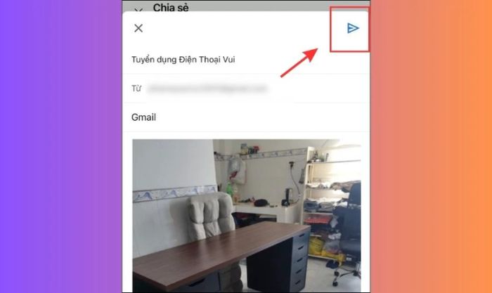 Nhập địa chỉ Email và nhấn vào biểu tượng Gửi