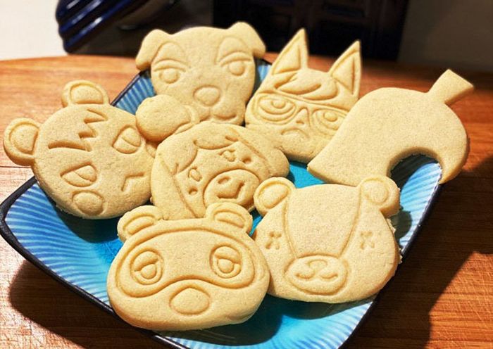 A delightful plate stacked with Animal Crossing-inspired sugar cookies.