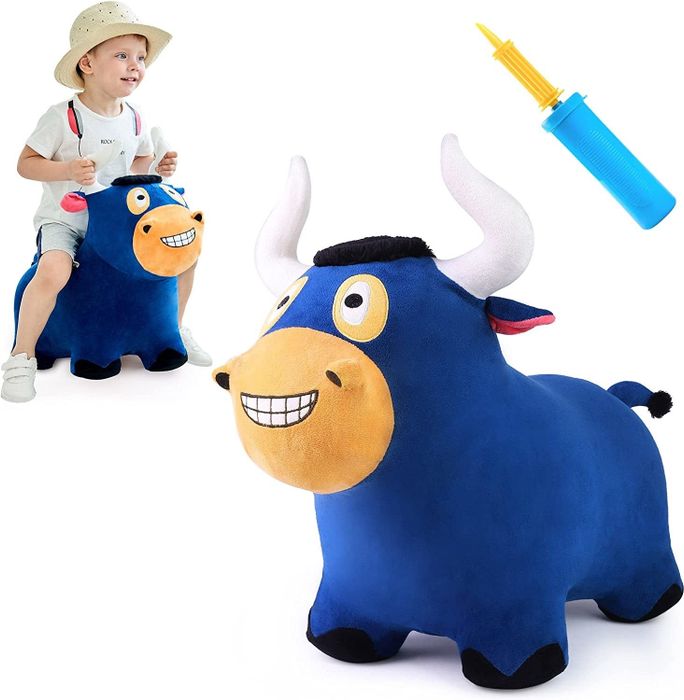 a product image of a child riding the bull