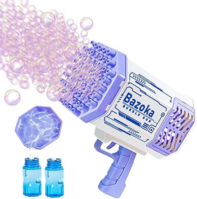 The purple bubble gun in action