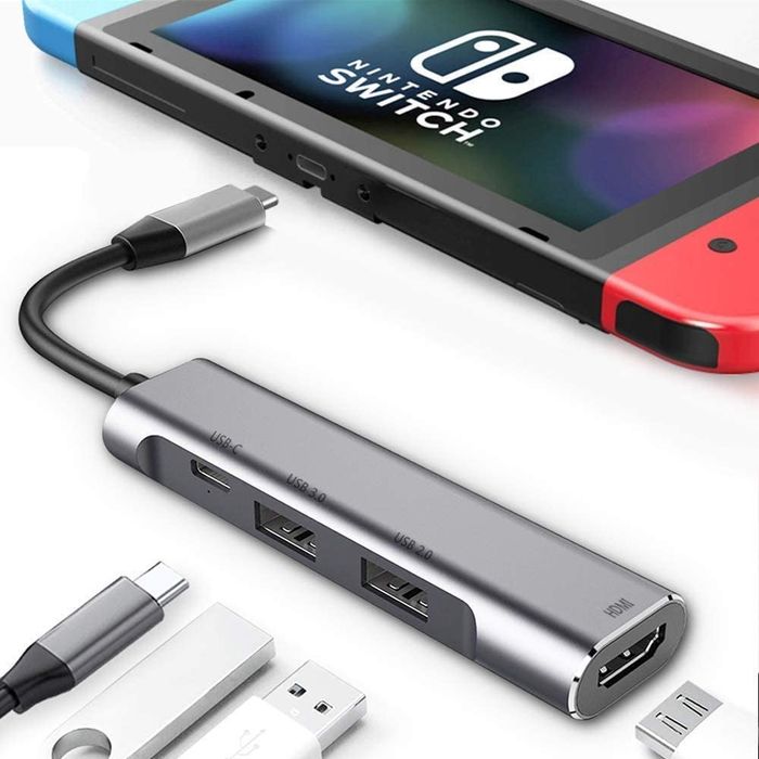 product image showing a close-up of the portable dock and its various ports