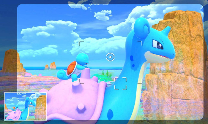 a screenshot from the game featuring a Pokémon seen through the lens of a camera