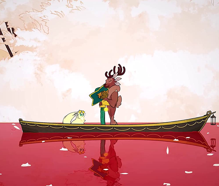 screenshot of two characters embracing each other