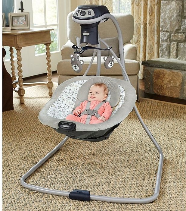 baby in the baby swing