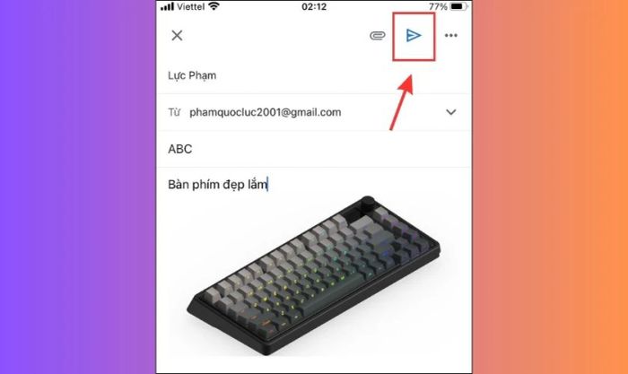 Nhấn vào biểu tượng Gửi thư