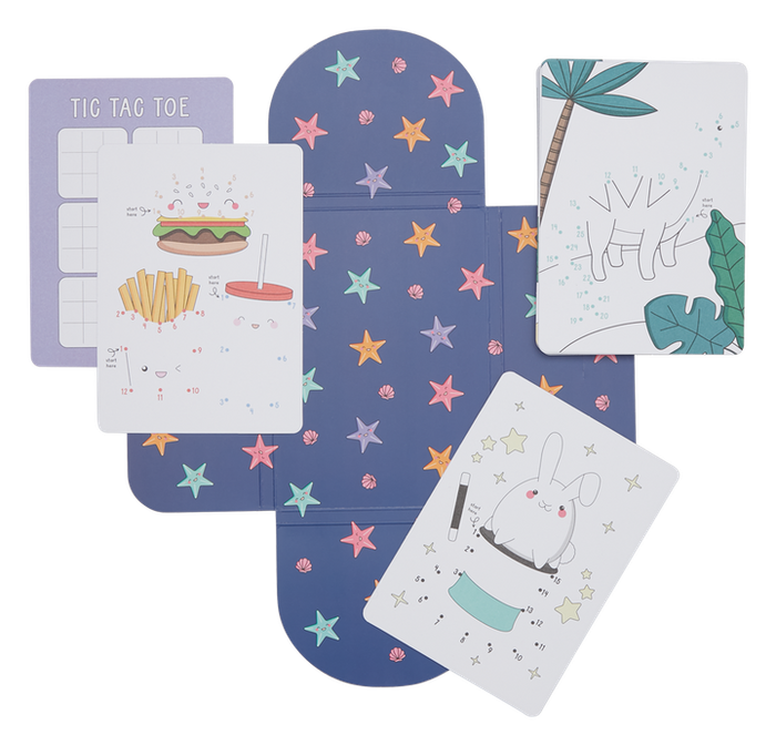 coloring and activity sheets included in the kit