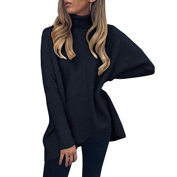 Photo of a model wearing a black sweater