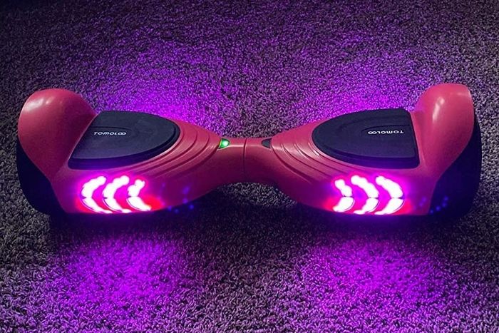 A photo of the reviewer's pink hoverboard