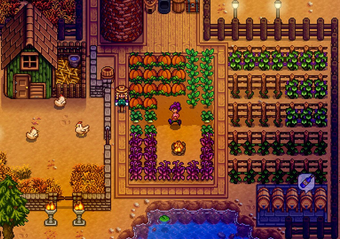 a screenshot from the game showing a farm landscape