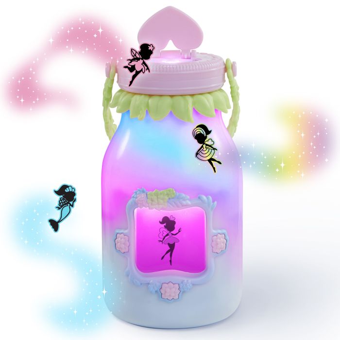 the fairy finder, which resembles a mason jar glowing with beautiful lights, giving it a magical appearance