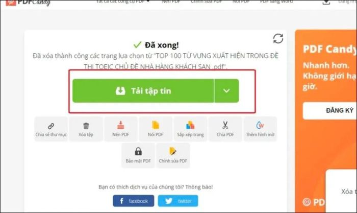 Tải tài liệu đã chỉnh sửa về máy