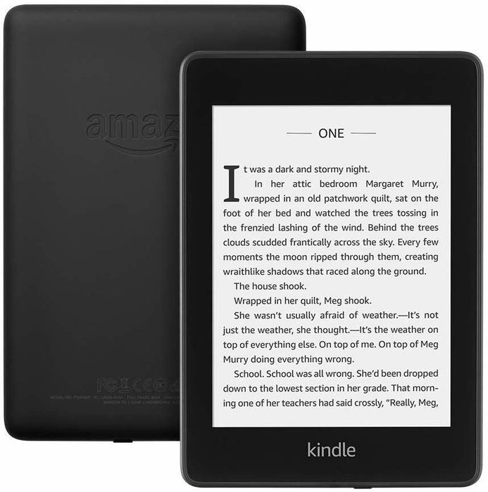 The Kindle tablet, a sleek and portable device perfect for reading on the go.