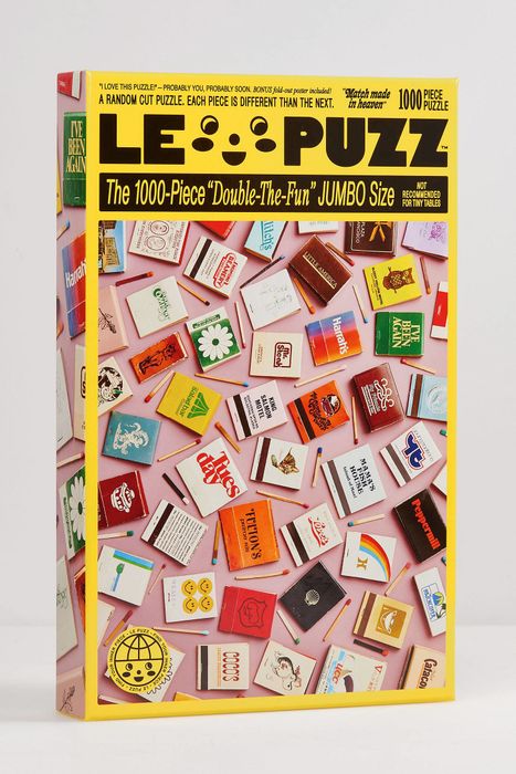 A quirky puzzle showcasing an assortment of matchbooks, designed to challenge and entertain. A fun activity for puzzle enthusiasts that can also turn into a decorative piece once it's finished.