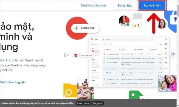 Cách tạo tài khoản Gmail trên máy tính