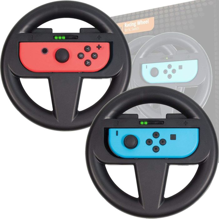 A wheel designed to hold Joy-Con controllers