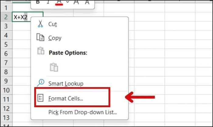 Cách tạo số mũ trong Excel bằng phím tắt.