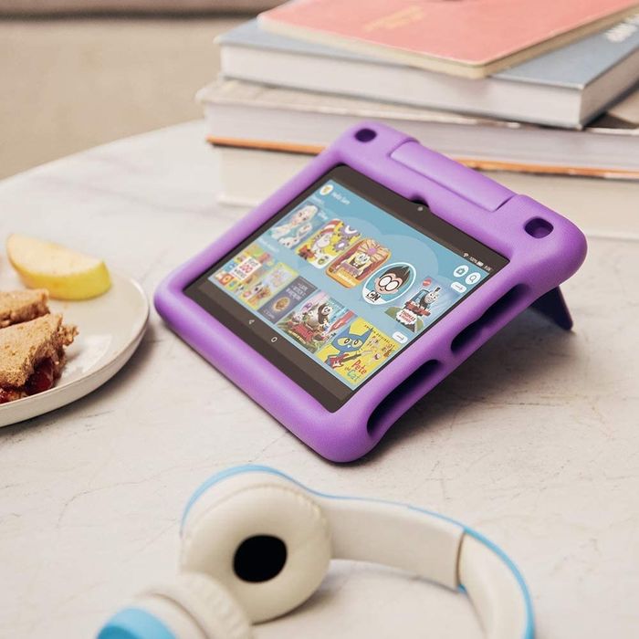 the Amazon Fire Tablet in purple, ready for all kinds of fun and learning