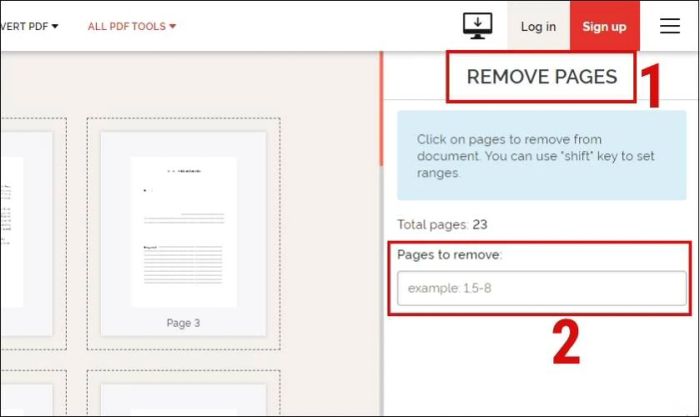 Chọn và loại bỏ trang không cần thiết trong PDF